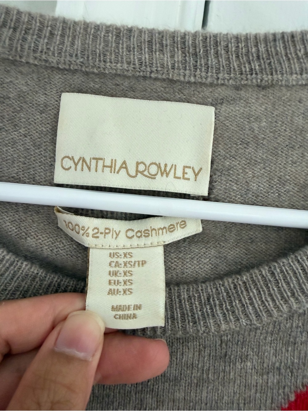 Cynthia Rowley Womens 100% Cashmere Sweater Pullover XS Taupe Polka Dot Preppy - Picture 4 of 10